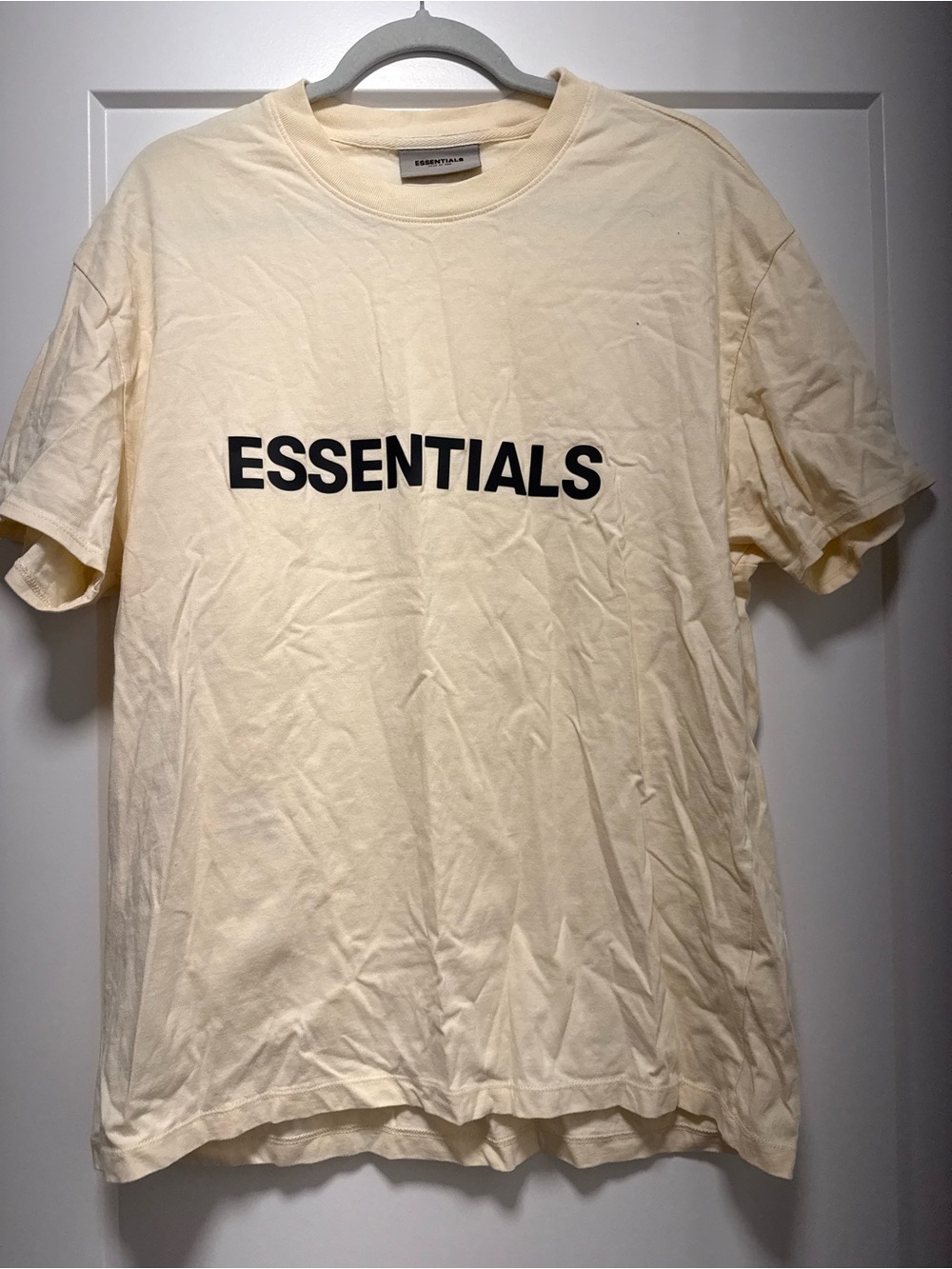 ESSENTIALS Men's Cream Short Sleeve Logo Tee